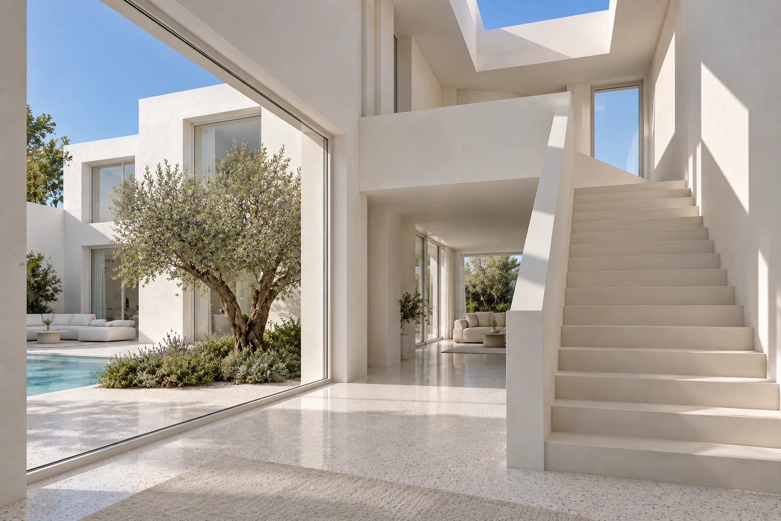 Escalera al patio — CASA ALBA conceptual visualization