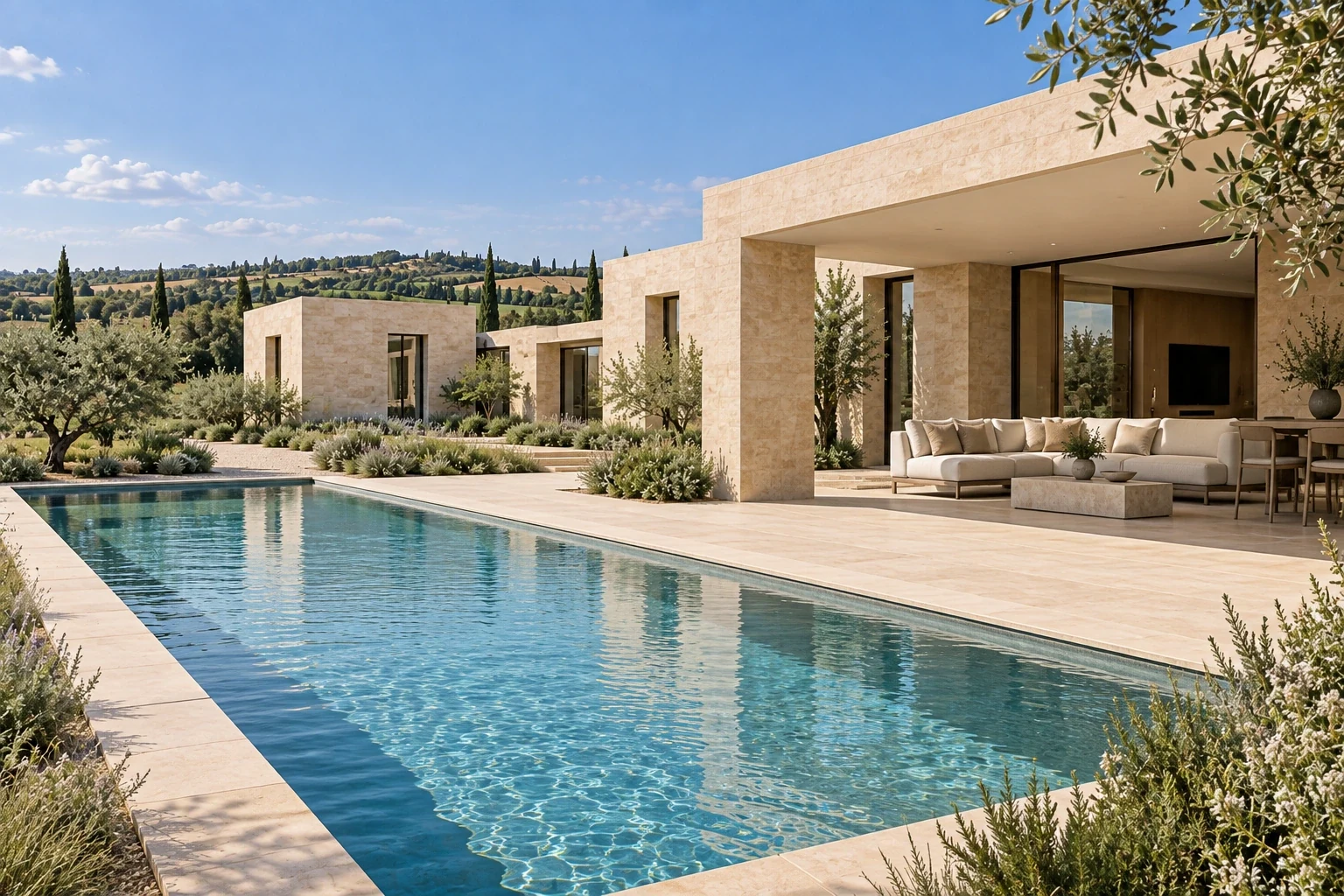 Pool terrace — Casa Campo conceptual visualization