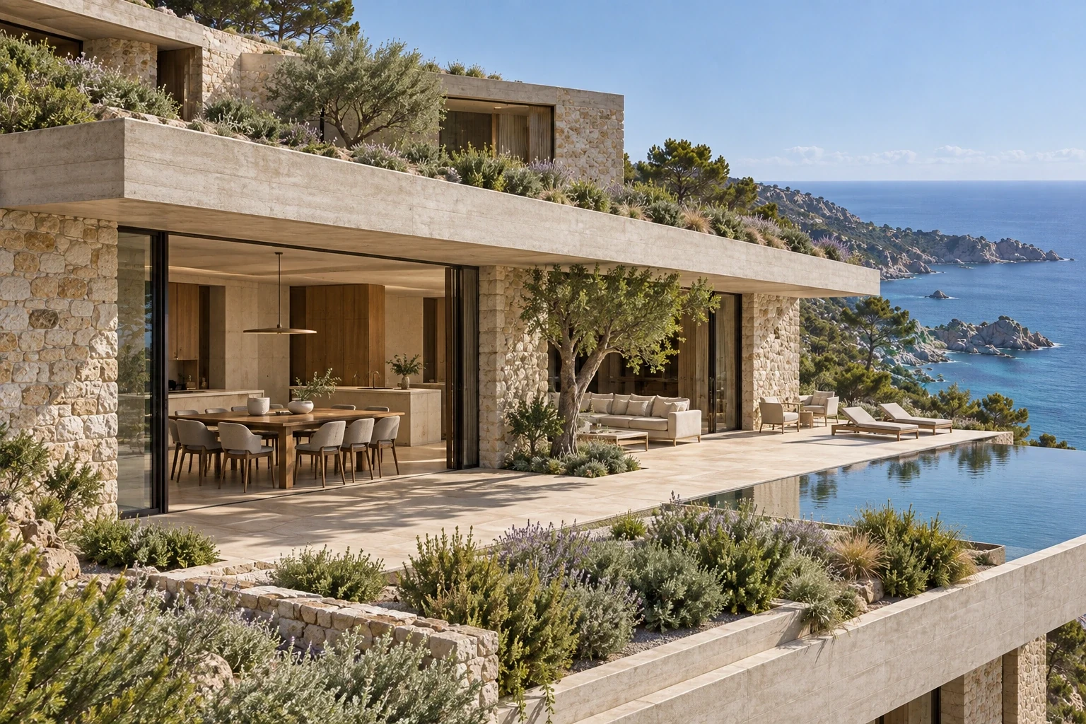 Pool terrace — Casa Cava, AI-assisted conceptual visualization