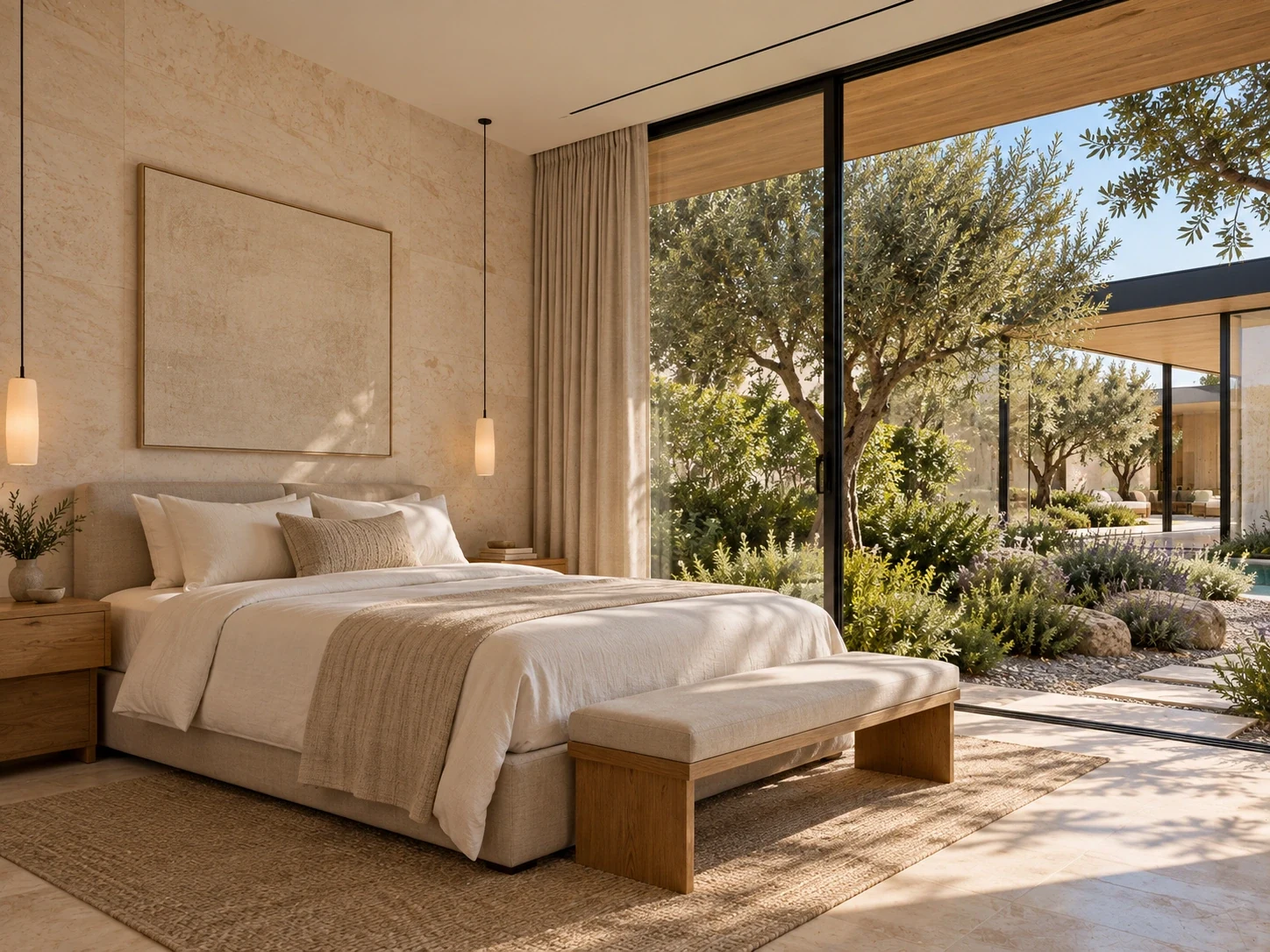 Guest suite — Casa Levante, AI-assisted conceptual visualization