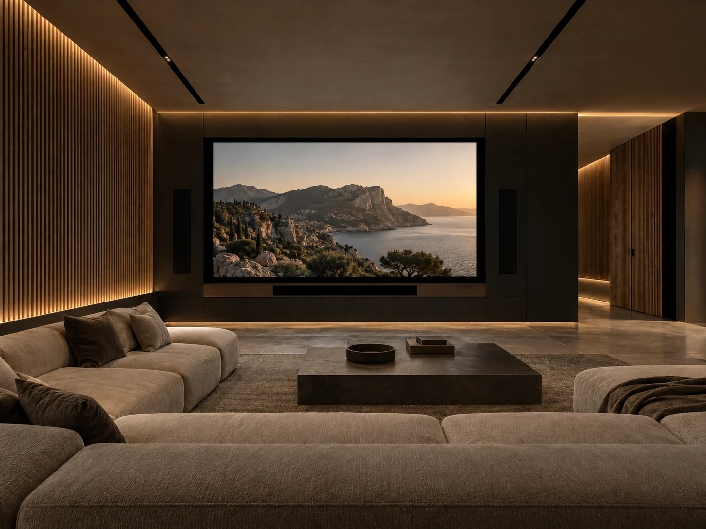 Media room — Casa Orizzonte conceptual study