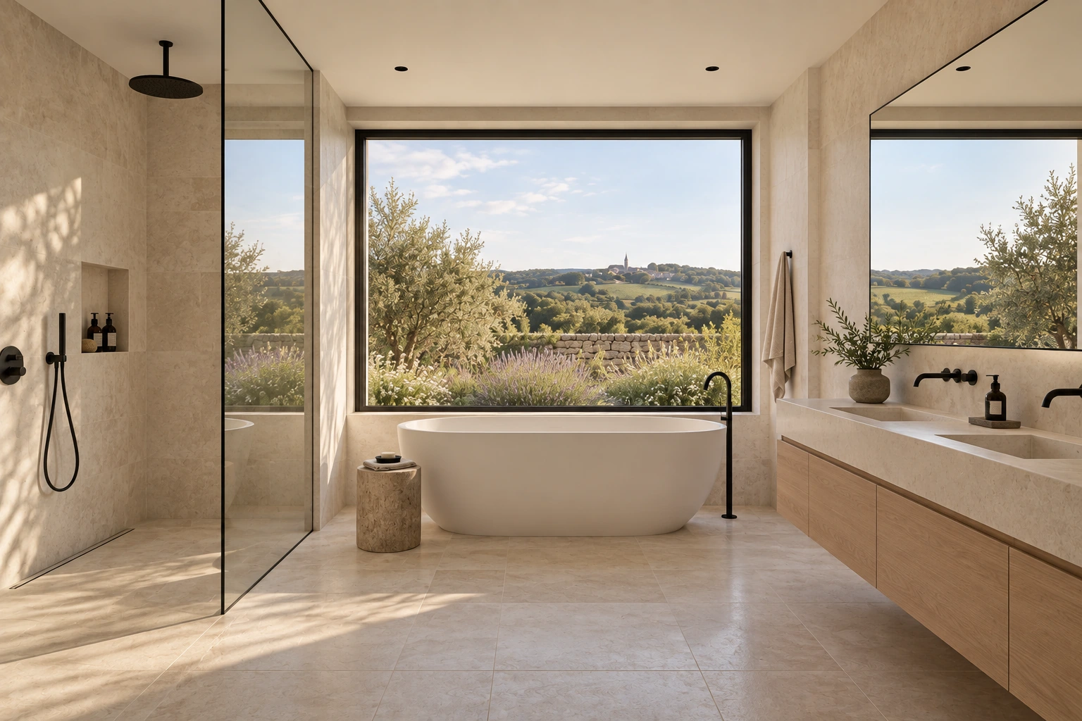 Primary bathroom — MAISON PLI conceptual visualization