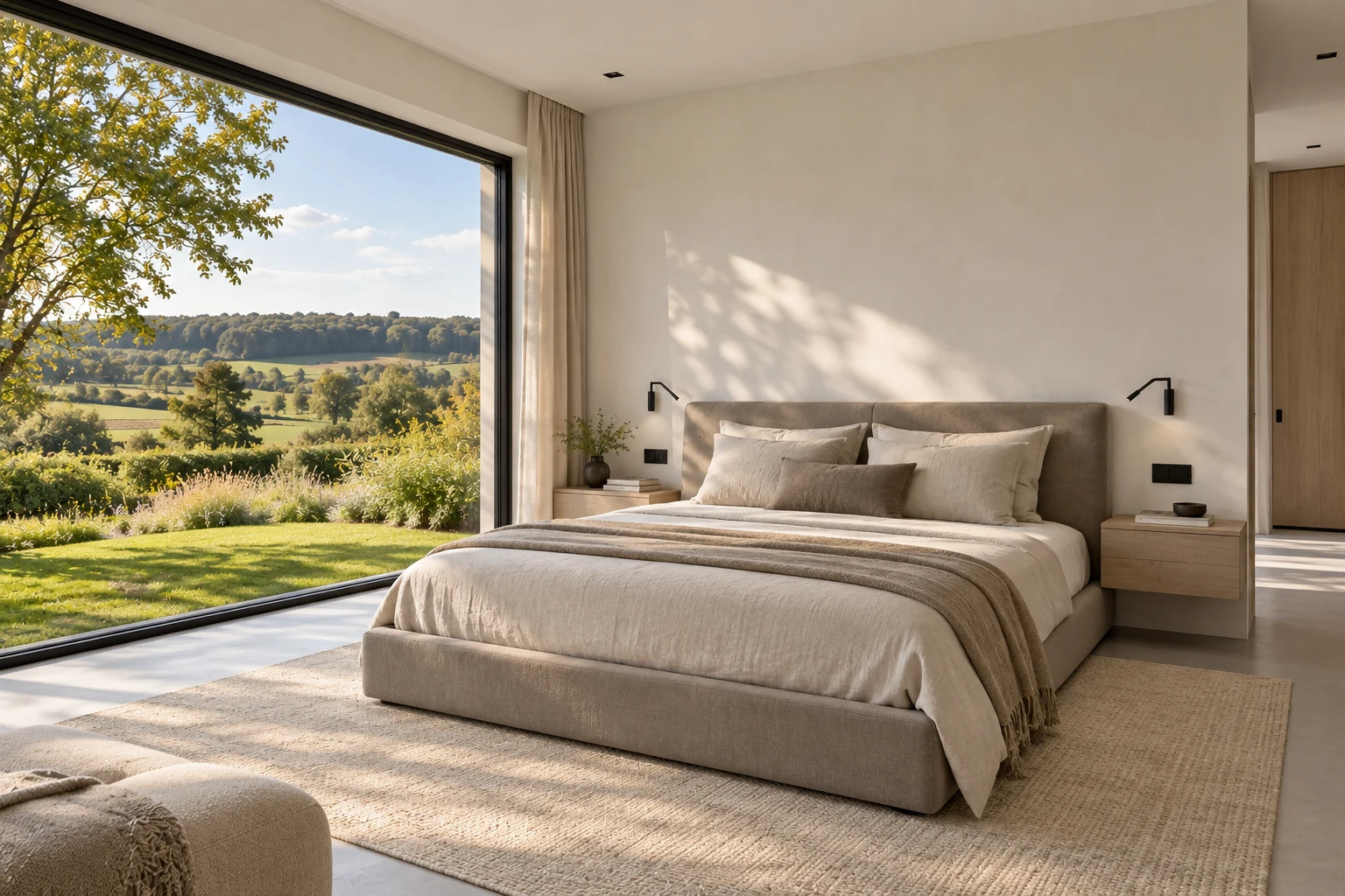 Primary bedroom — MAISON SEREINE conceptual visualization