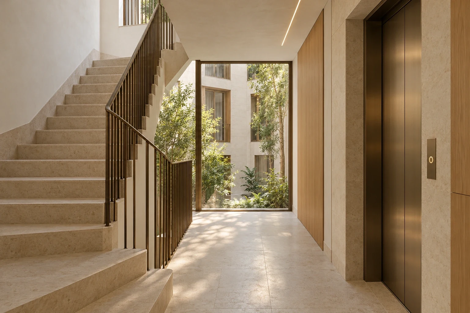 Shared stair and lift core — RUA 07 conceptual visualization